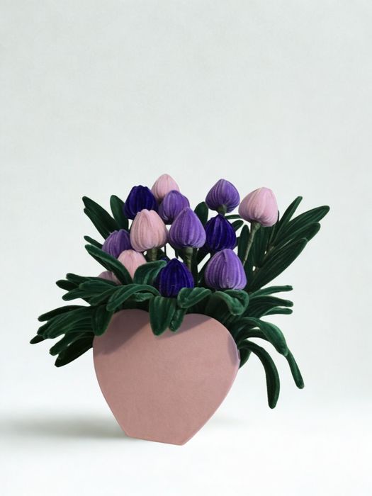 Decor lalele colorate din sarma plușată