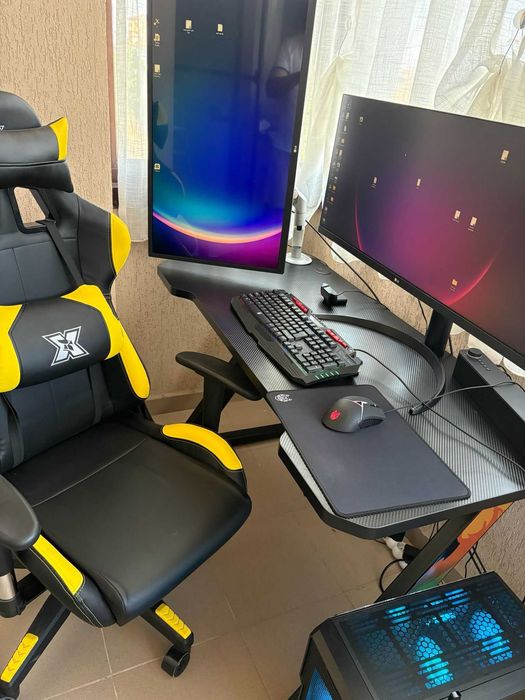 Set complet gaming + productivitate – PC RTX 3060 + 2 monitoare + birou+ scaun+ camera LED FULL HD+ lampa led birou (setup complet)