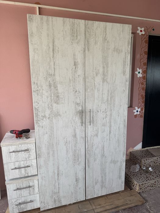 Mobila dormitor pal gri (dulap, noptiere, comoda, corp)