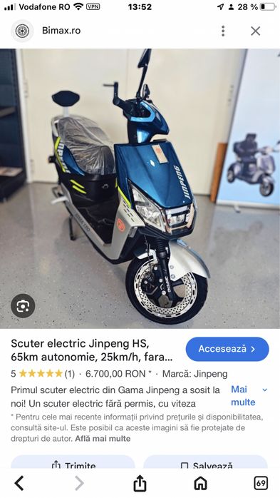 4 Scutere electrice, pentru livrari. Glovo. 100 km. . Cititi anuntul.