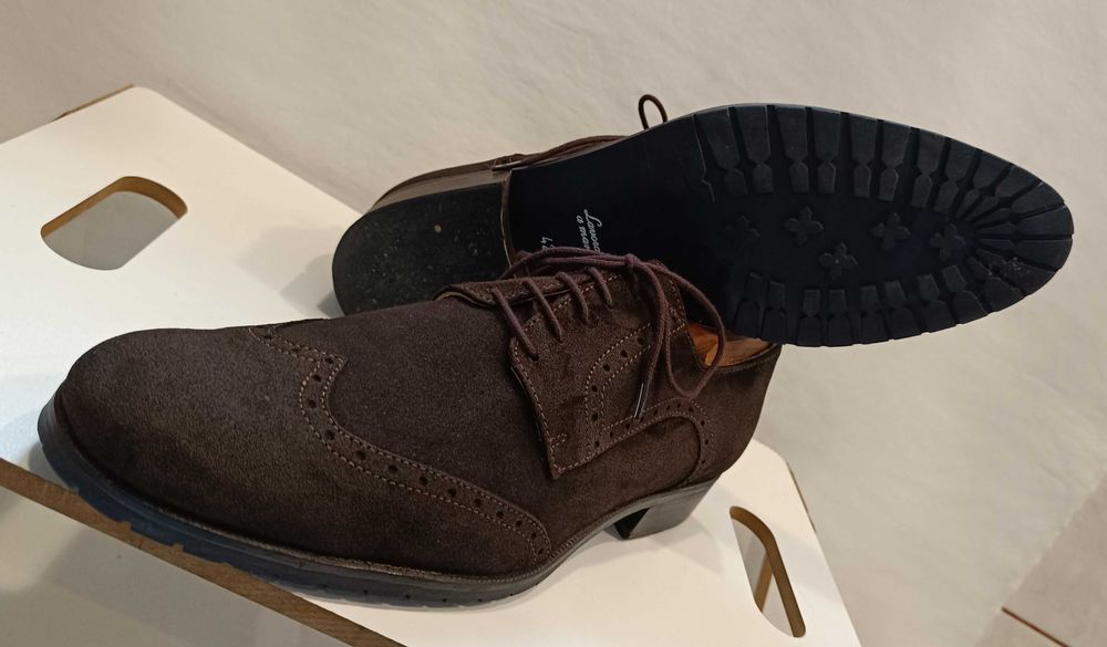 Pantofi derby 42 brogue suede Lavoratione Artigianale piele naturala