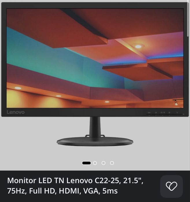 Monitor Lenovo Full HD 21.5” in garantie