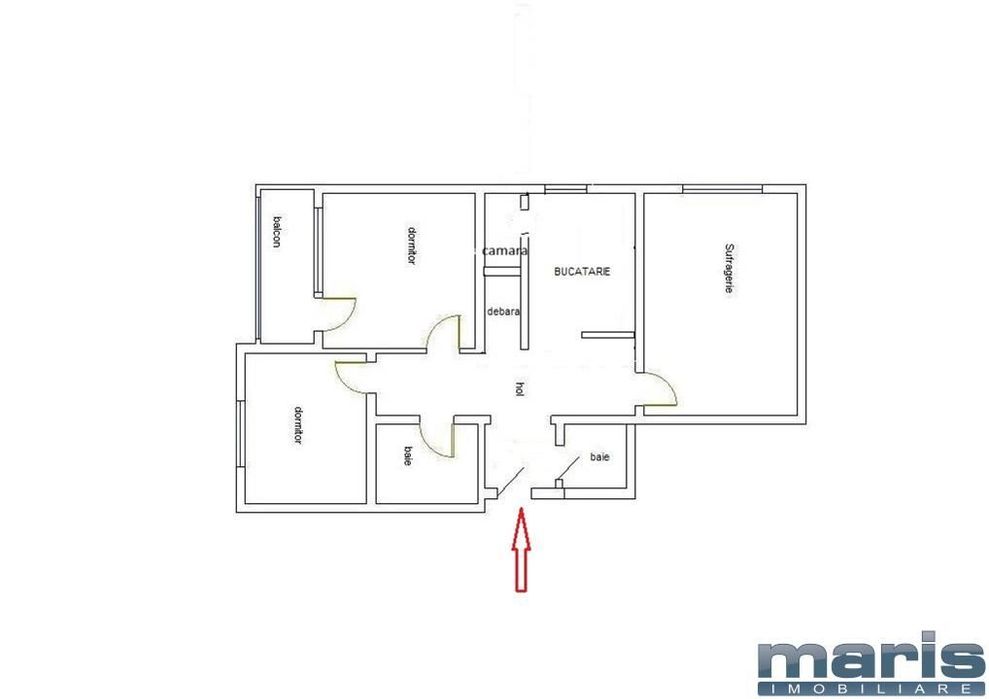 Apartament 3 camere etaj 3 cu 2 bai in Tudor Pandurilor