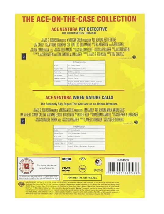 Film Comedie Ace Ventura DVD BoxSet Originale