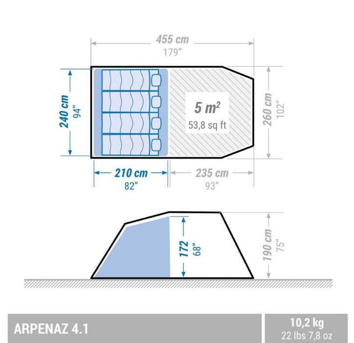 Палатка за къмпинг Arpenaz 4.1.1 4- местна