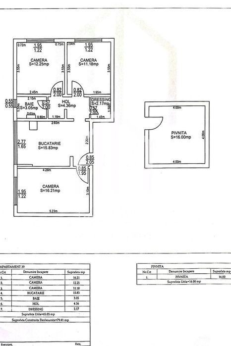 Apartament de vanzare in Sibiu cu 3 camere 65 mp utili, bloc cu lift