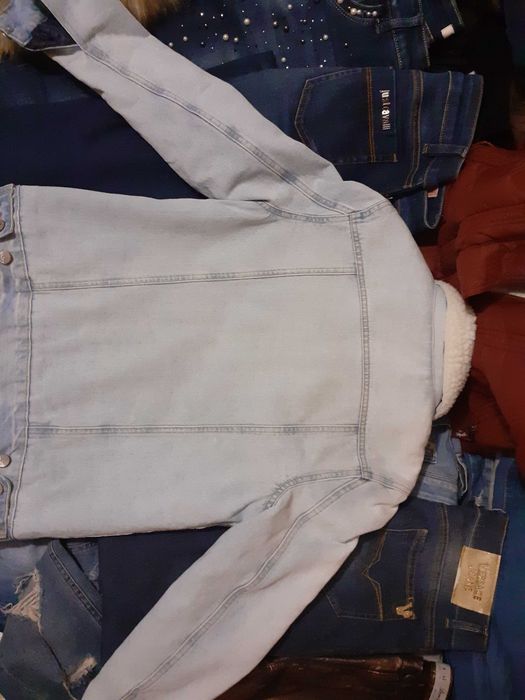 Geacă groasă din denim,oversized căptușeală sherpa,mărime M