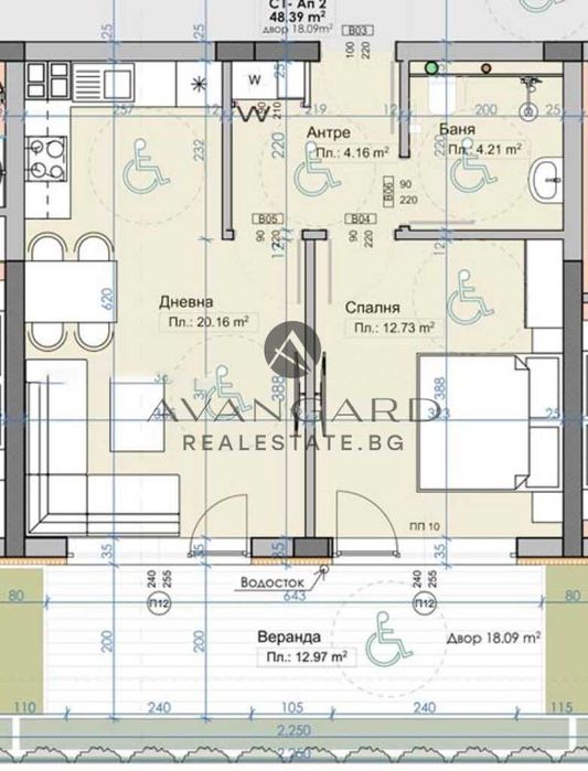 оф.24397 Двустаен с двор и паркомясто пред акт 14/ Марково