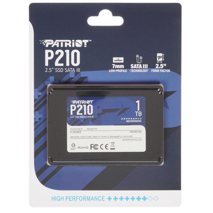 - Твердотельный накопитель SSD 1TB Patriot P210 2.5" SATA III