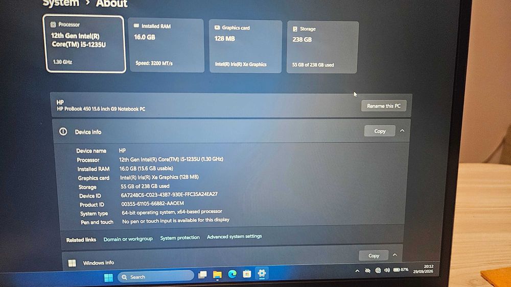 HP Probook 450 G9 - Intel Core i5 - 1235u, 16gb