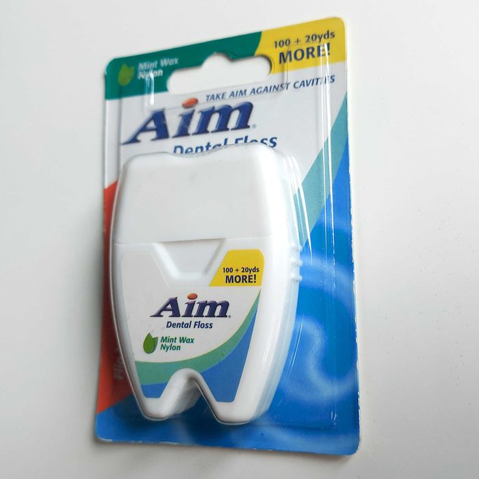 Ață dentară cerată Aim Mint Wax Nylon SUA – Nouă, sigilată (110m)