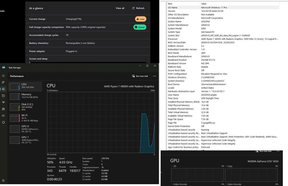 Laptop Lenovo Legion 5 - Ryzen 7 4800H/GTX 1650/16RAM/512 SSD