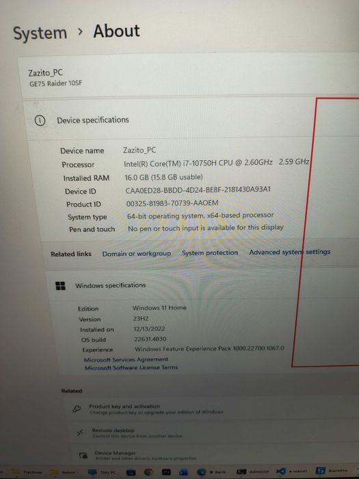 Laptop/Лаптоп MSI GE75 RTX2070