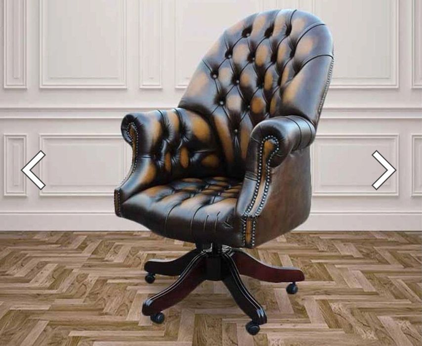 Retro Scaun de birou vintage din piele naturala sec XX