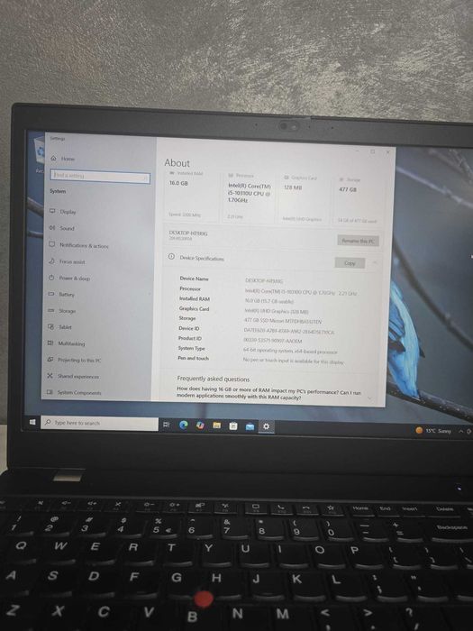 Laptop Lenovo L15 Gen 1, i5-10310U, 16GB BMG Amanet 100817
