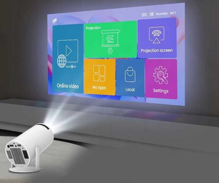 Video Proiector Portabil HD Wireless, Compatibil cu Android/iOS