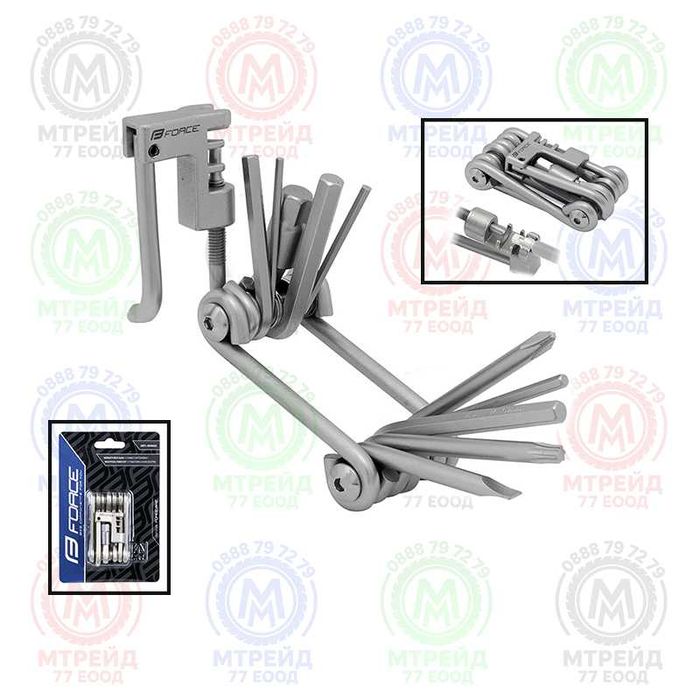 Многофункционален инструмент за велосипед FORCE ECO - 11 функции