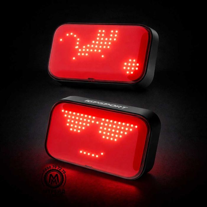 Задна SMART EMOJI LED стоп светлина за велосипед IGPSPORT ET6, USB-C, IPX7, Bluetooth