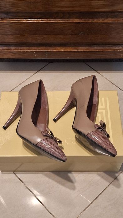 Pantofi stileto - marimea 37, roz pudra/taupe