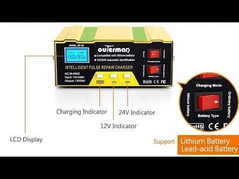 Redresor Inteligent 12-24V,  baterii litiu, calciu, AGM și baterii GEL