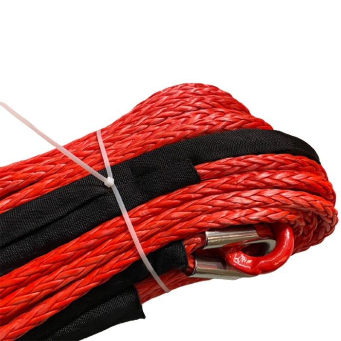 Plasma sintetica rosie cu carlig pentru troliu 12mmX50m OFM4x4