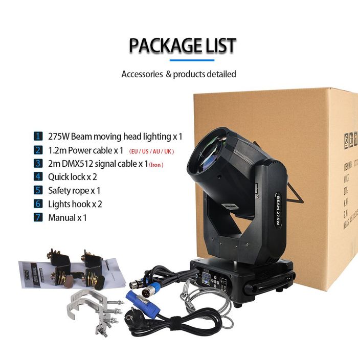 SHEHDS Bulb Beam 275W 10R Moving Head l 8+16 Prism