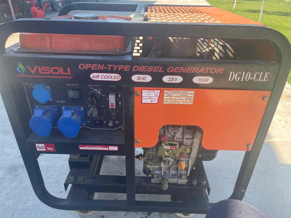 Generator monofazic 10 KW Visoli DG-CLE. 87 ore utilizat, pornire la cheie, ca nou.