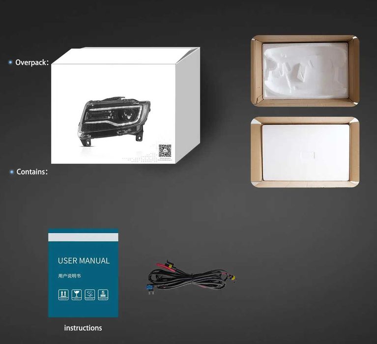 Комплект LED фарове за GRAND CHEROKEE 2011 - 2013 с начална анимация