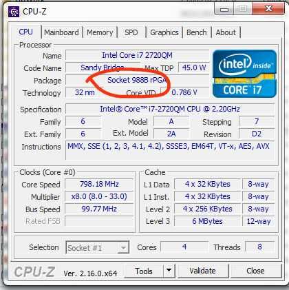Процессор Intel Core i7 3740QM для ноутбука