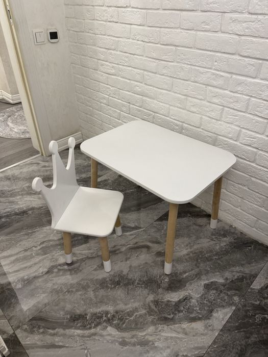 Детский столик и стул  мдф белый