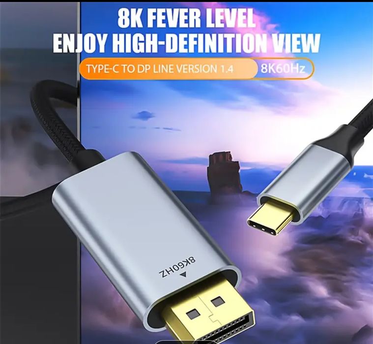 Cablu USB-C la DisplayPort 1.4 - 8K.60Hz, 4K.120Hz