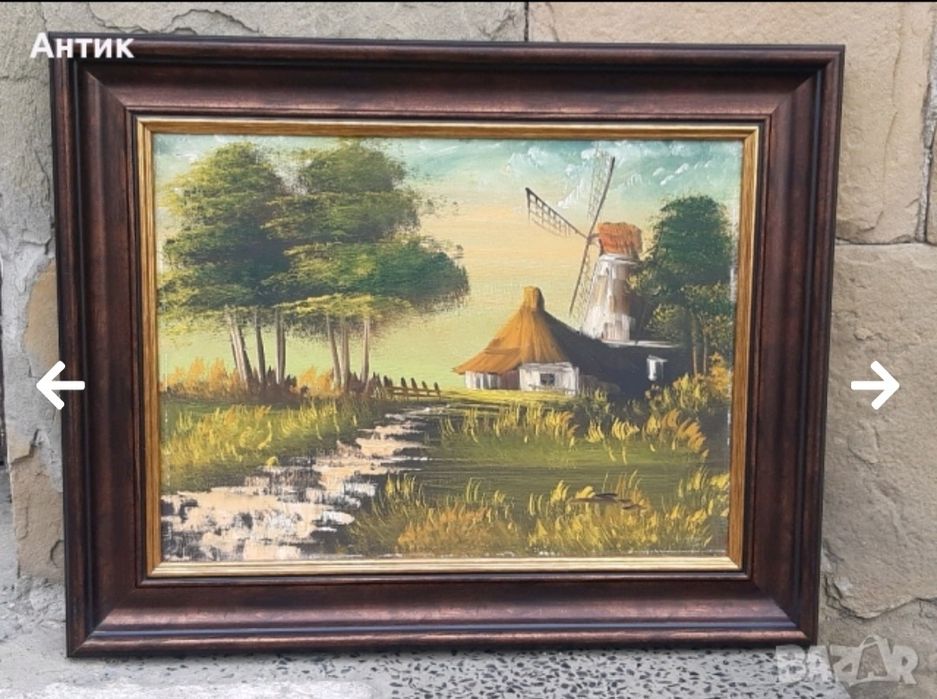 Красива Стара Картина Прованс Живопис Маслени Бои на Платно