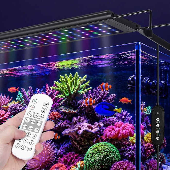 LED осветление 72 W за морски аквариум 89–107 см с контролер и таймер, за риби и коралови системи
