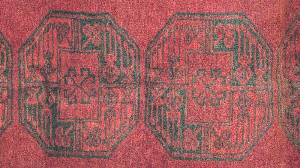 Covor Afgan vechi si original Tekke Bokhara Înnodat Manual – 91 x 144 cm |  Lână, Roșu Închis
