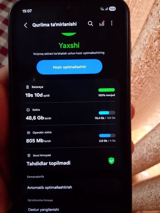 Samsung A15 xotirasi 128/6 telefon ideal xolatda