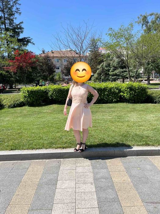 Дамска официална рокля за сватба, кръщене бал, повод цвят праскова