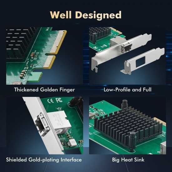 Placa rețea PCIe Ethernet Binardat 10G Gigabit LAN cip AQUANTIA AQC107