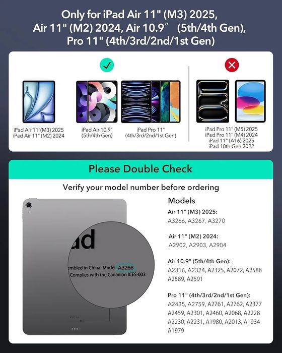 ESR Калъф с клавиатура и тракпад за iPad Air 11", iPad Pro 11" и iPad Air 10.9", бял