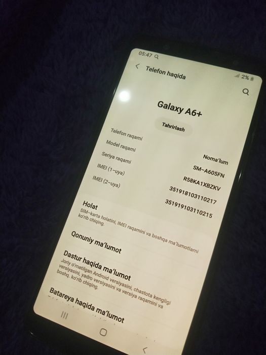 Samsung Galaxy A6+ sotlitti
