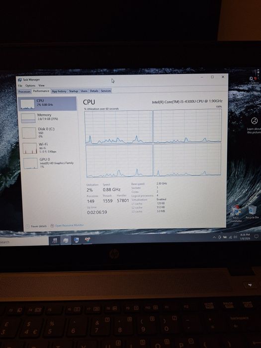 Laptop HP EliteBook 840 G1 , i5-4300U ,8 GB , ssd 240 GB  , 14"