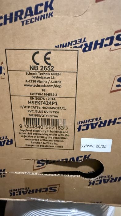 Rola 305 ml cablu F/UTP Cat.5e, 4x2xAWG24/1, PVC, Eca, albastru HSEKF424P1