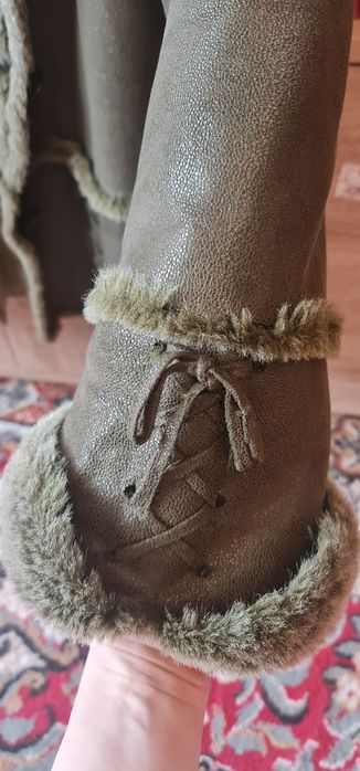 Cojoc Scurt Imblanit_Imitatie Superba Piele Intoarsa_KAKI