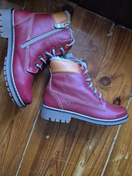 Нови топли зимни детски ботуши за момиче от естествена кожа