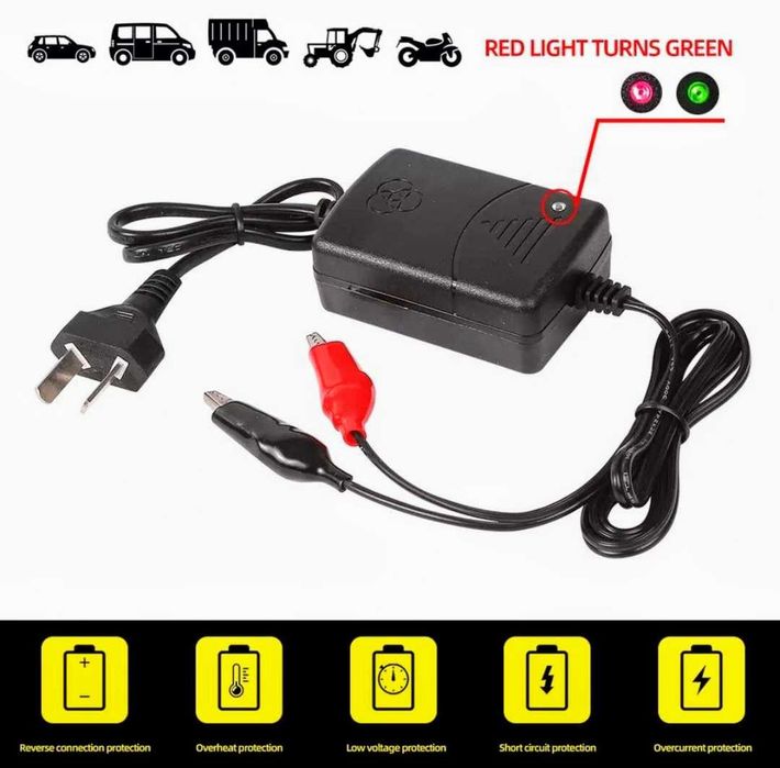 Încărcător Redresor Smart 12V 1.3A baterie 12 Volti Plumb Acid Nou