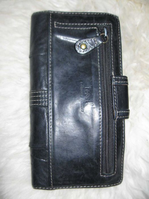 Fossil голям дамски кожен портфейл естествена кожа