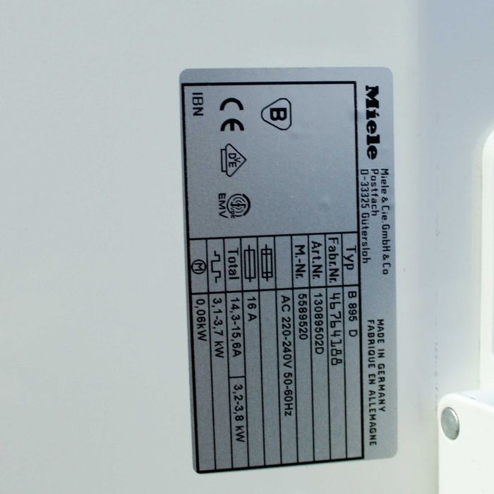 Calandru Miele B 895 D, tambur 83 cm, 5 viteze de calcare, Alb