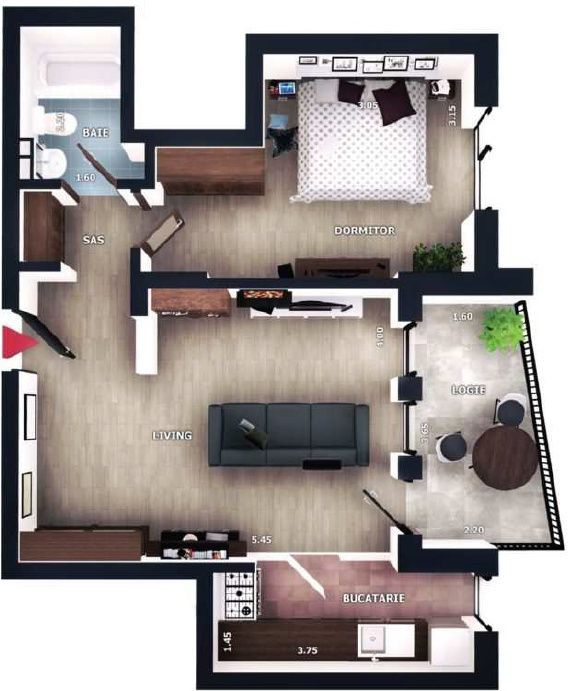 Apartament 2 camere, 45,5mp, balcon, zona Vivo, Floresti — fotografia 1