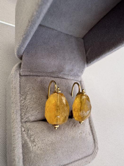 Cercei din aur 18 k Italia si citrin