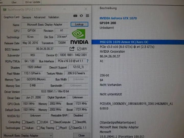 GeForce Gtx 1070 aero
