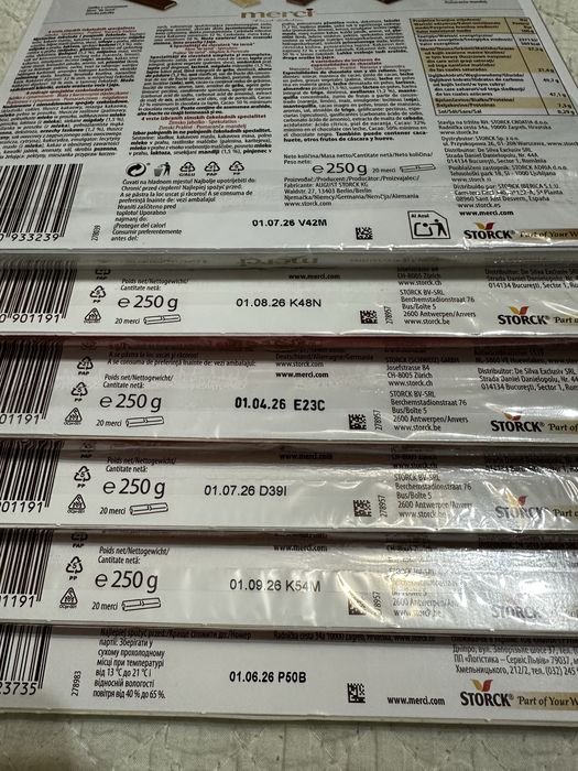 6 x cutii ciocolata Merci